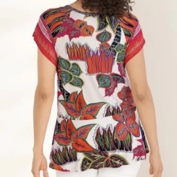 Soft Surroundings Womens Tigerwood Placed Print l Tunic Top 2X Tropical Summer - Picture 7 of 9